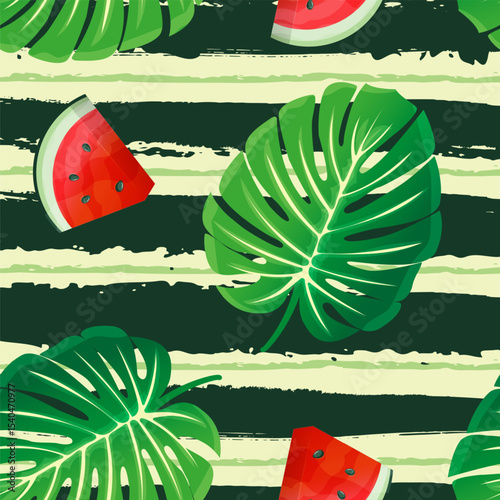 Illustration of watermelon slices with their characteristic red interior