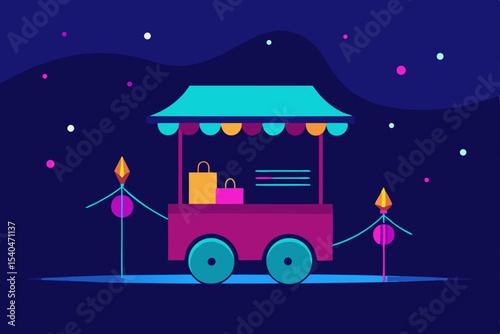 a neon lit ice cream cart in a snowy alley  decora.svg