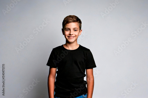 Young Boy in Black T-Shirt