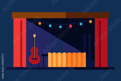 a pop up jazz club in a shipping container glowing.svg