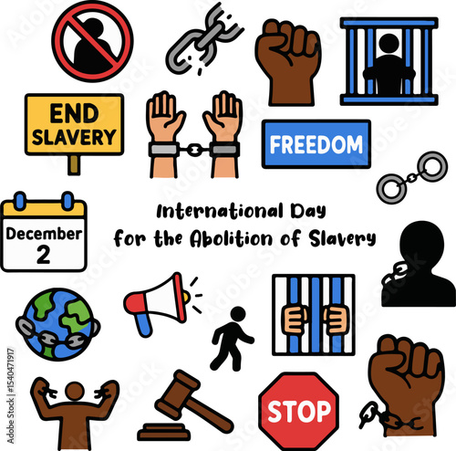 International Day for the Abolition of Slavery Illustration – Human Rights, Freedom, and Dignity Concept