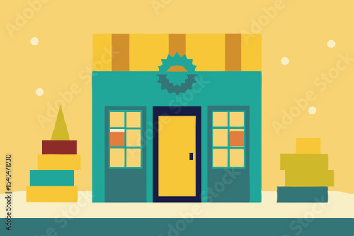 a quiet bookstore with a wreath on the door 