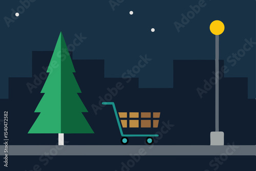 a quiet side street with a forgotten christmas tre.svg