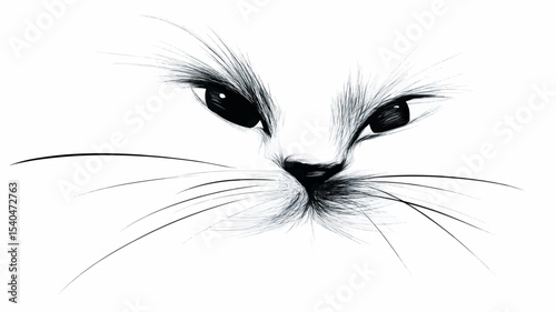A stylized head of a funny cat