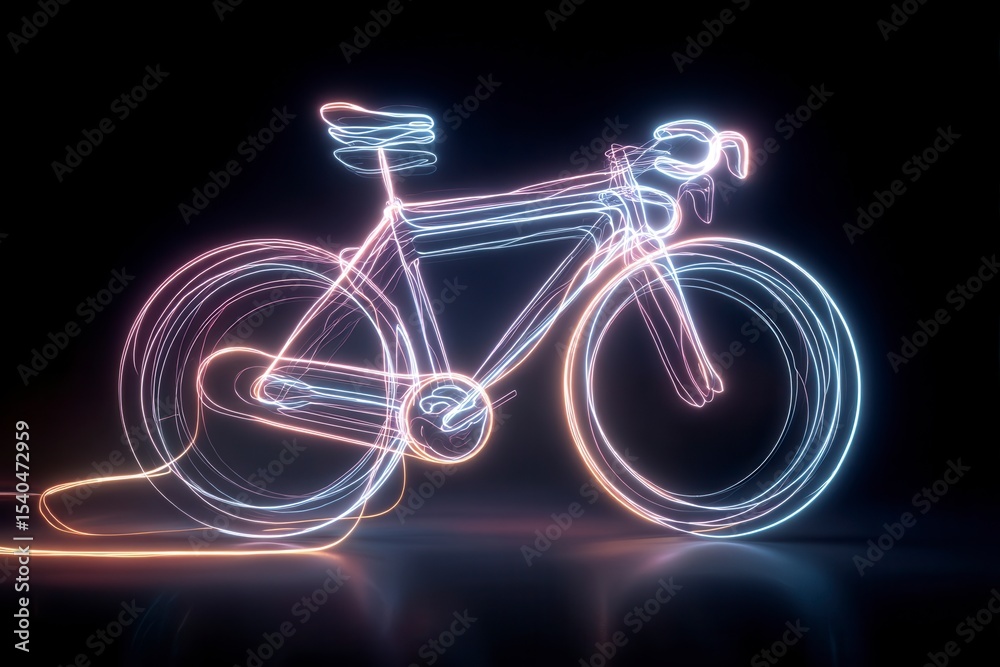 Fototapeta premium Neon Bicycle Light Trails