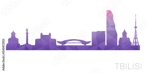 Tbilisi, Georgia Low Poly Skyline Clip Art City Design. Geometric Polygon Graphic Horizon Icon. Vector Illustration Symbol.