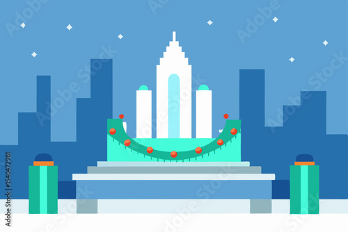 a romantic ice skating rink atop a skyscraper  