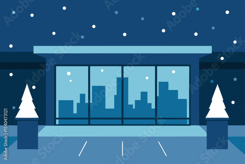 a rooftop apartment interior glowing with tree lig.svg