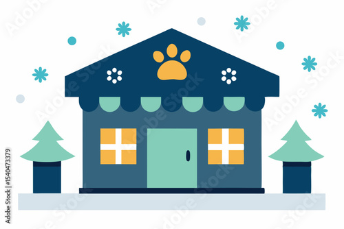 a rooftop cat caf  decorated with glowing ornament.svg