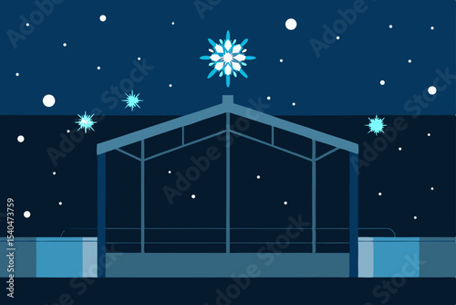 a rooftop garden glowing with fiber optic snowflak (1).svg