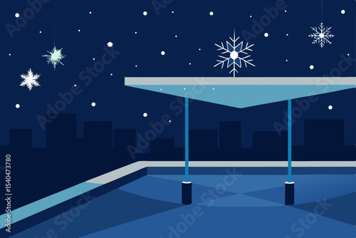 a rooftop garden glowing with fiber optic snowflak.svg