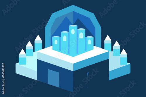 a rooftop ice bar built from crystal clear blocks 