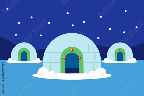 a rooftop igloo village glowing from within  conne