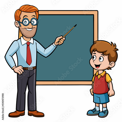 3D Teacher And Student Teacher Pointing