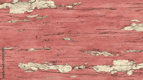 Close-up of weathered pink wooden surface with peeling paint and natural texture details