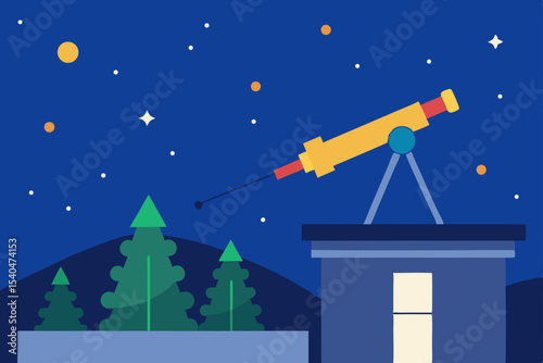a rooftop observatory decked in pine garlands 
