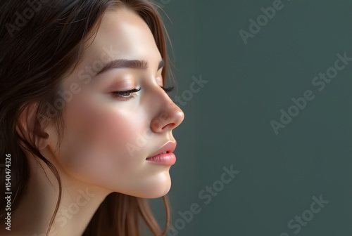 Elegant Woman's Profile Portrait with Natural Makeup