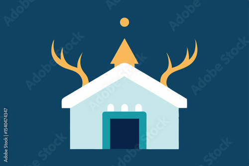 a rooftop rooftop reindeer stable where glowing 