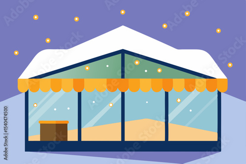 a rooftop solarium wrapped in vines of fairy light.svg