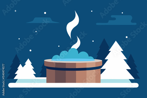 a rooftop stargazing pool  gently steaming with 