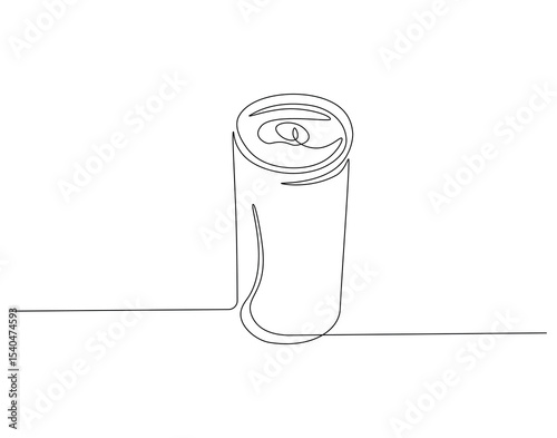 Canned soda continuous line. Continuous one line drawing of canned drink. Soda aluminum concept. Single line drawing