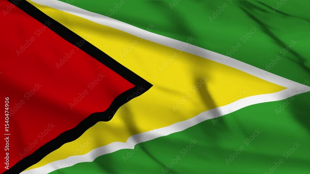 Guyana Flag Flying, High Resolution Guyana Flag Fluttering in Slow Motion