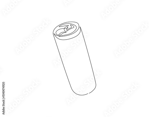 Canned soda continuous line. Continuous one line drawing of canned drink. Soda aluminum concept. Single line drawing