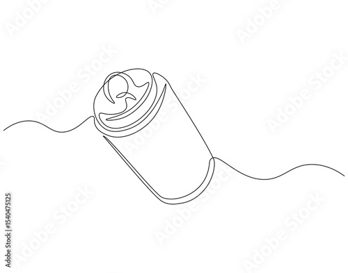 Canned soda continuous line. Continuous one line drawing of canned drink. Soda aluminum concept. Single line drawing