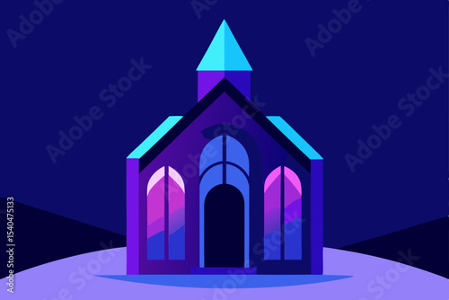 a silent rooftop chapel glowing with stained glass 
