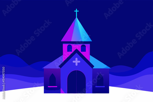 a silent rooftop chapel glowing with stained glass.svg
