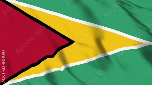 New Flag Animation, Guyana Flag Blowing in Gentle Breeze