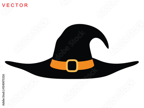 Halloween traditional witch hat, witch hat icon logo, vector illustration on a white background