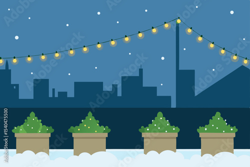 a skyline rooftop garden blanketed in snow  twinkl.svg