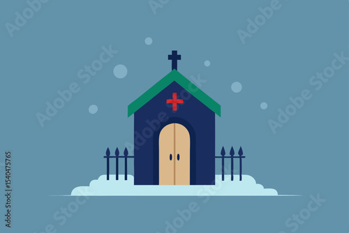 a small downtown chapel glowing from inside  surro.svg