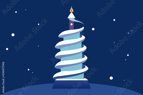 a snow covered rooftop with a glowing spiral book .svg