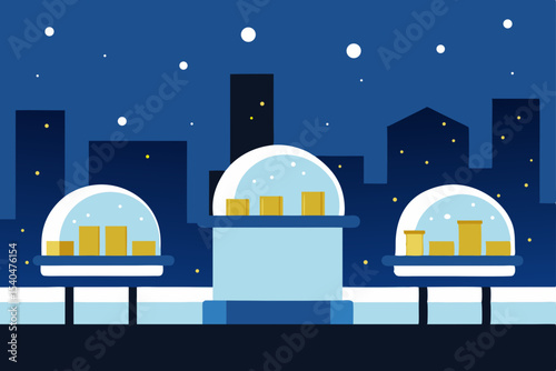 a snowy caf  terrace atop a skyscraper  with glowi.svg
