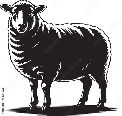  farm sheep silhouette standing calmly on field representing livestock wool and countryside rural animal icon