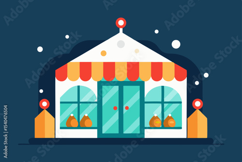 a snowy greenhouse converted into a gingerbread 