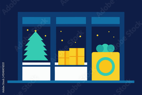a snowy laundromat window glowing gold  tree betwe.svg