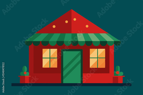 a tiny christmas themed greenhouse pop up shop 