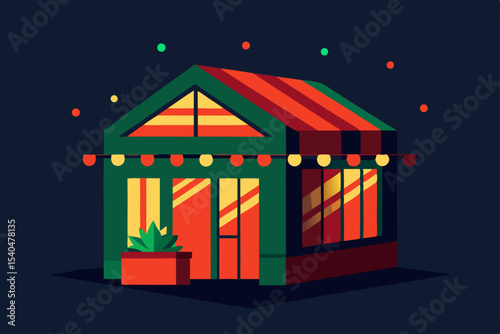 a tiny christmas themed greenhouse pop up shop 