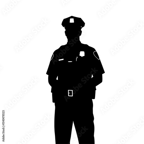 Police officer silhouette security themes law enforcement badge authoritative stance safety