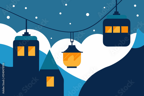 a wintertime gondola ride between buildings   glow.svg