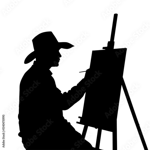 Artist silhouette creativity themes creative painting paintbrush easel art artist figure