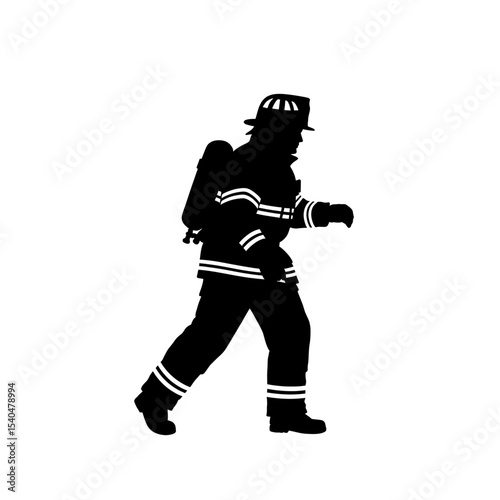 Firefighter silhouette emergency themes emergency responder helmet heroic stance safety