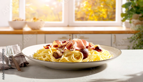 Pasta mit Maronen und Parmaschinken 