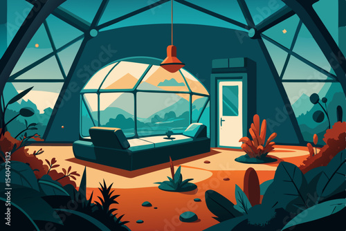 abandoned spacecraft biodome living room overrun 