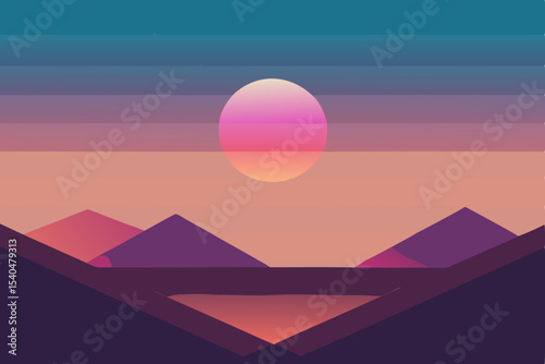 abstract horizon with pastel skies and geometric 