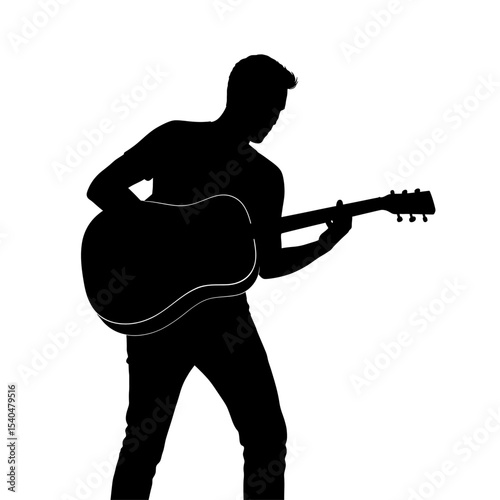 Musician silhouette entertainment themes artist guitar playing acoustic performance music figure