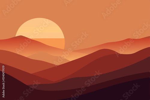 abstract rolling landscape with layered earth tone 